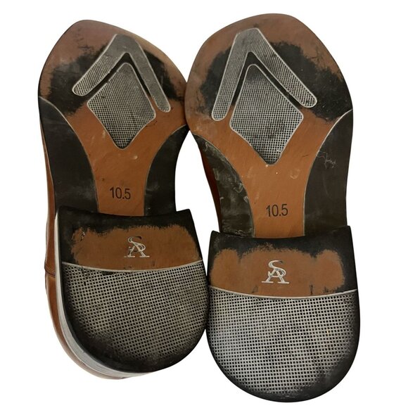 Stacy Adams Mens Square-Toe Leather Oxford Dress Shoes Tan Lace-Up Size 10.5M - Picture 8 of 11